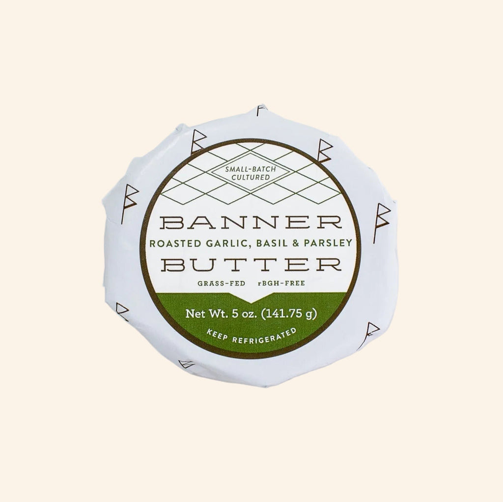 Roasted Garlic, Basil, and Parsley Butter by Banner Butter